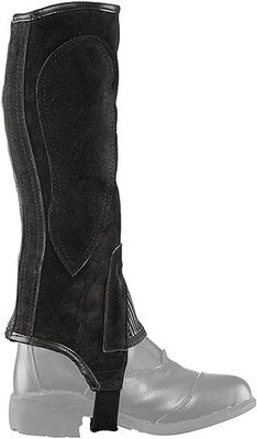 OVATION - Demi-Chaps suède et cuir noir pour enfant - Paddock Animal