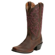 ARIAT - Round Up Square Toe Powder Brown Western Boot, Size: 5B