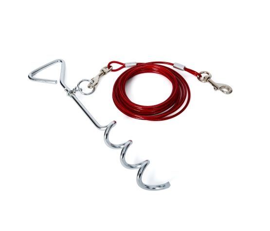 BUD- 16&quot; Spiral Tie-Out Stake with cable