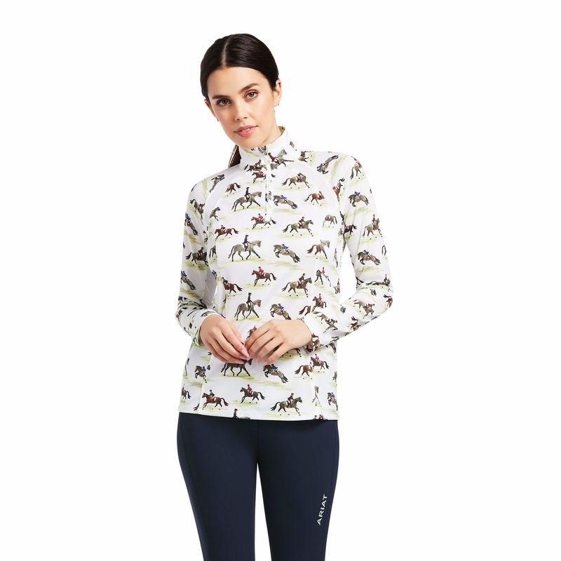 ARIAT - Sunstopper 1/4 zip Good show print long sleeved