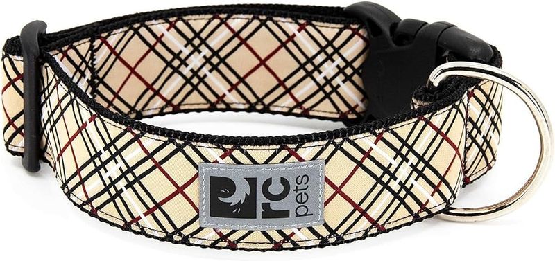 RC PETS - Tan Tartan Wide Clip Collar