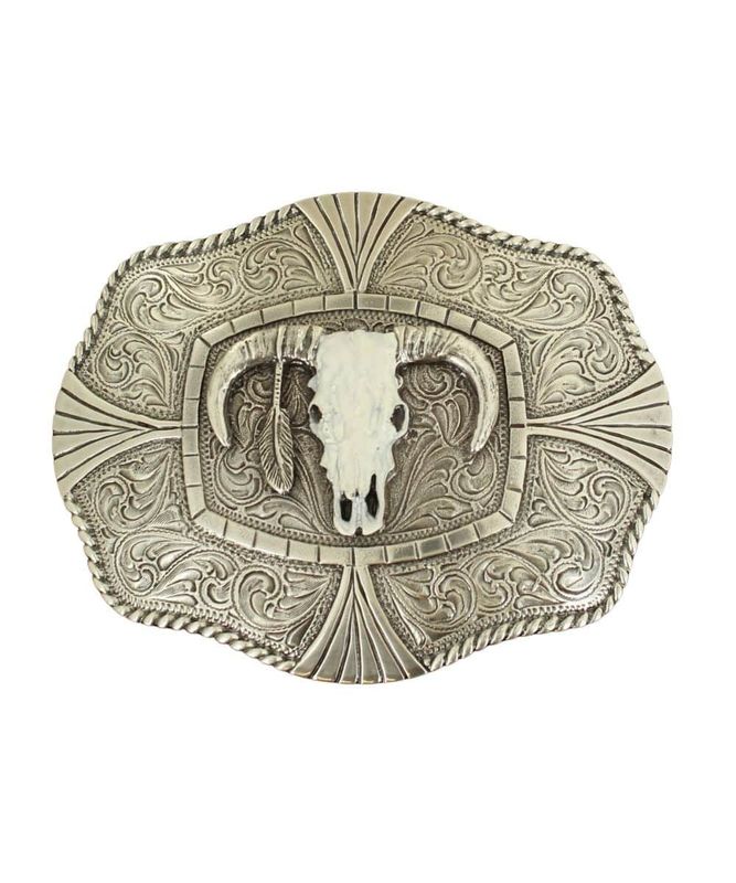 M&amp;F WESTERN - White Skull Belt Buckle