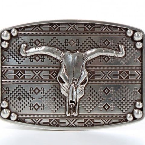M&amp;F WESTERN - Nocona Aztec Longhorn Belt Buckle