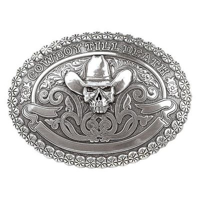 M&amp;F WESTERN - Skull Cowboy Till Death Belt Buckle