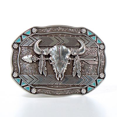 M&amp;F WESTERN - Skull Arrow Feather Belt Buckle