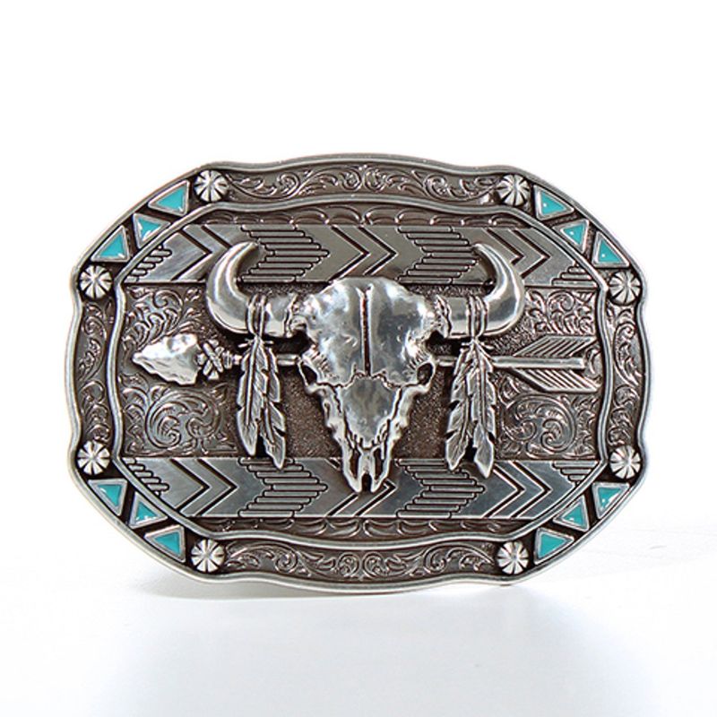 M&amp;F WESTERN - Skull Arrow Feather Belt Buckle
