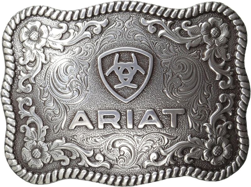 ARIAT - Western Belt Buckle Scalloped Logo Rectangular Silver