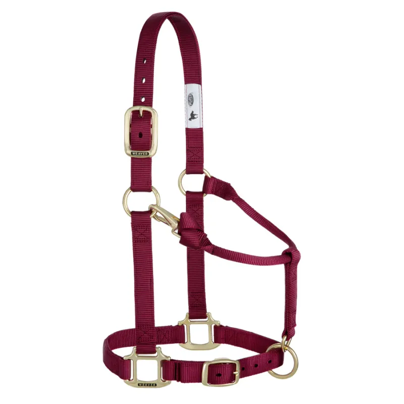 WEAVER - Original Adjustable Burgundy Chin &amp; Throat Snap 1&#39;&#39; Halter