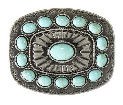 NOCONA - Blazin Roxx Silver Plated Turquoise Stone Buckle