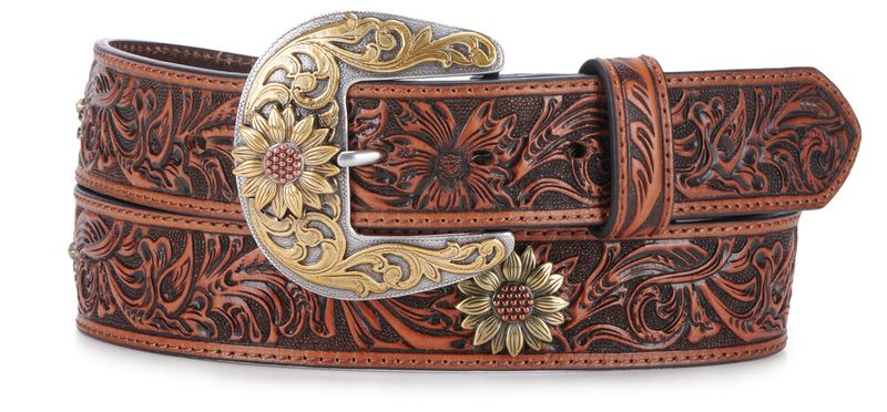 ARIAT - Sunflower Medallion Cognac Leather Belt