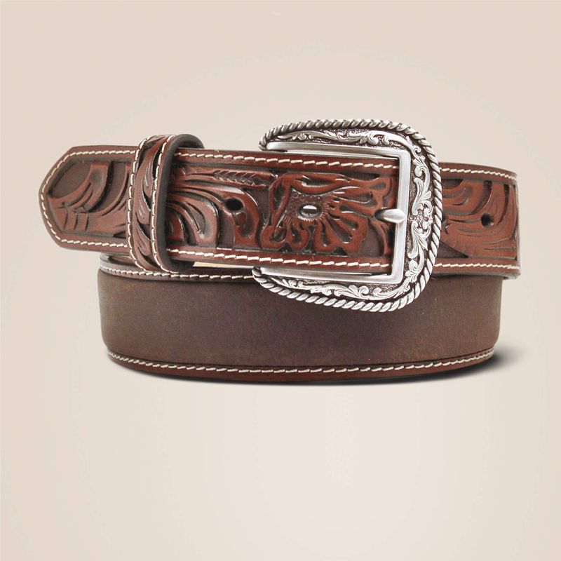 ARIAT - Floral Embossed Ends Leather Belt