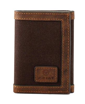 ARIAT - Brown Canvas Logo Wallet