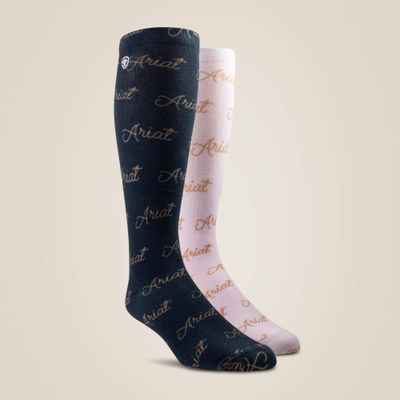 ARIAT - Script Knee High Sock 2pair MultiColor Pack
