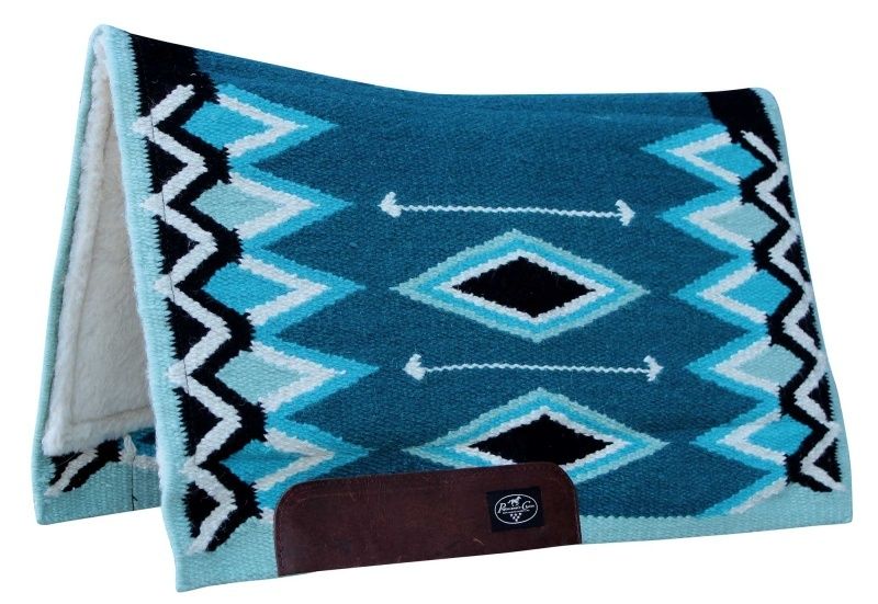 Coussinet De Selle Western – Laine Bleu Marine/feutre – 36x34 Cm – Neuf