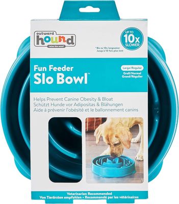 OUTWARD HOUND - Fun Feeder Slo Bowl Dog Teal Slow Feeder