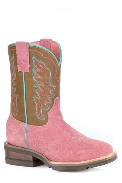 ROPER - Pink Suede Vamp Western Boot