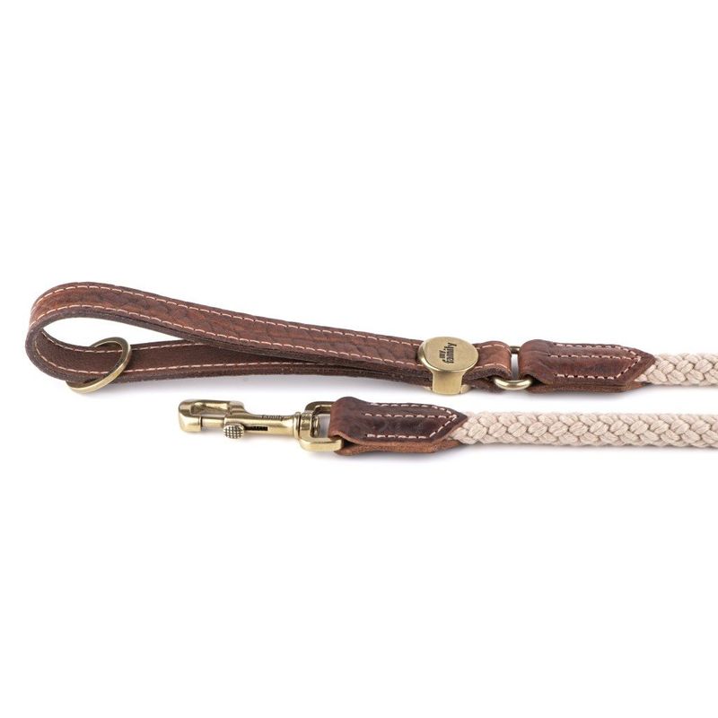 MYFAMILY - El Paso Dog Leash in Genuine Italian Brown Leather and Rope