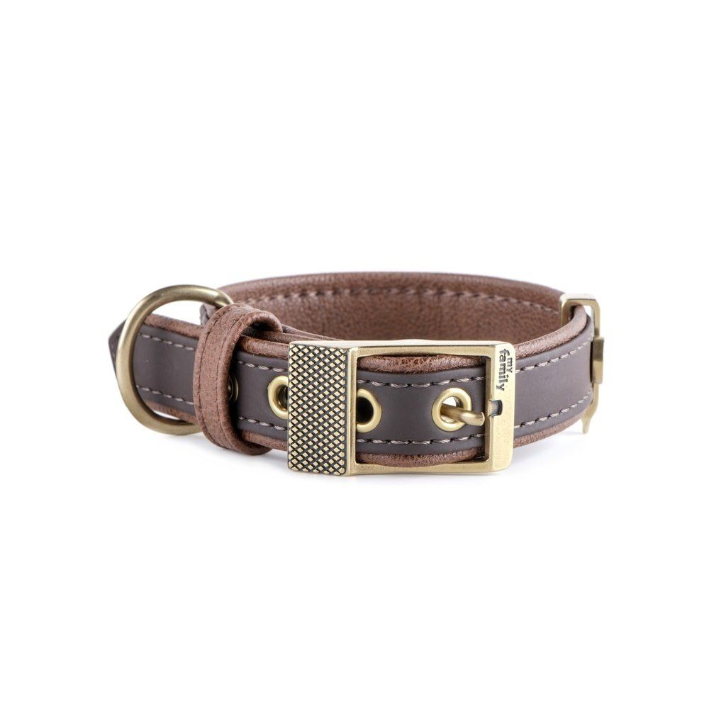 MYFAMILY - Bilbao Dog Collar in Fine Crafted Brown Leather