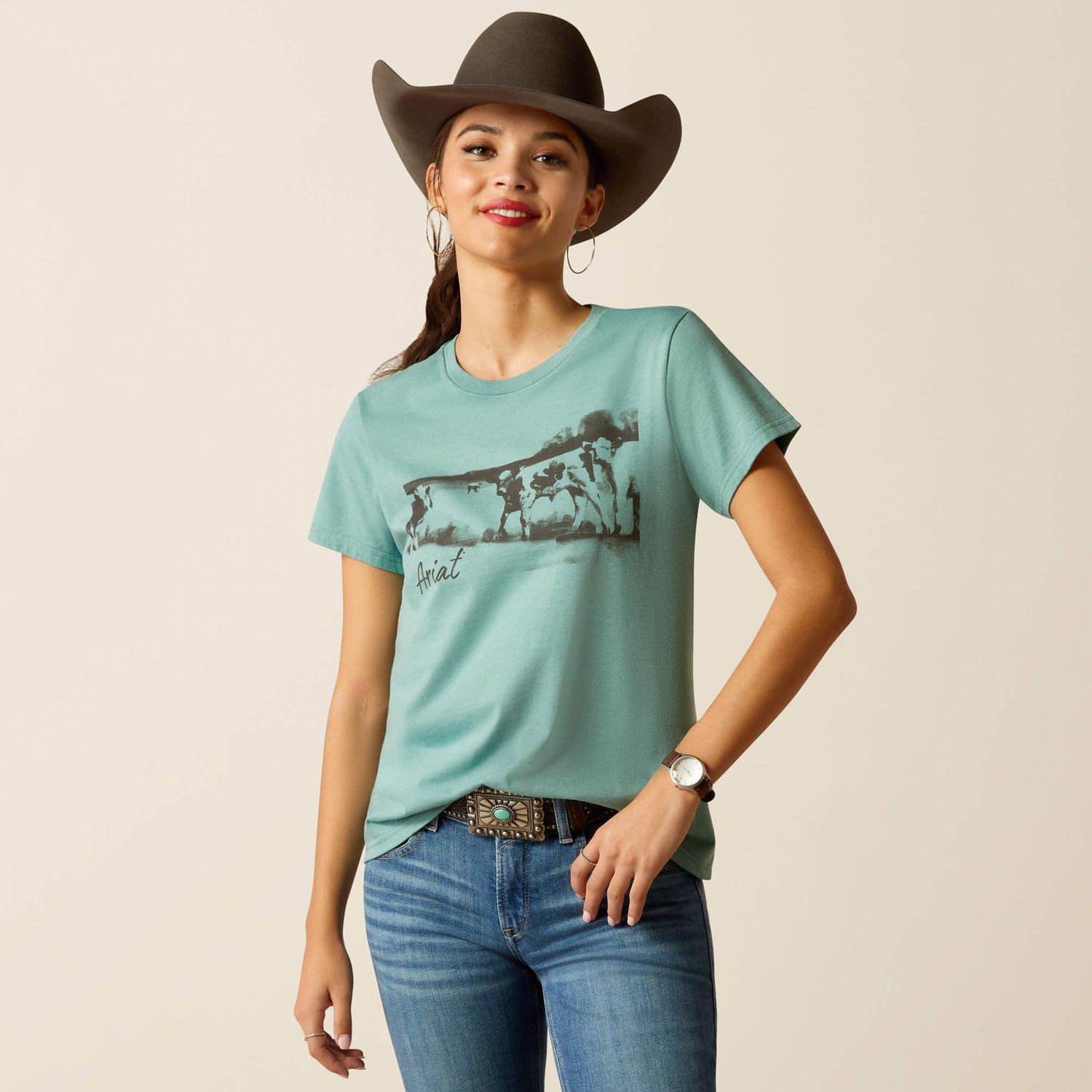 ARIAT - Wholesome Heffers Ocean Blue Heather T-Shirt