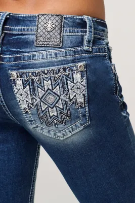 MISS ME - Wilde Aztec Mid-Rise Bootcut Jeans