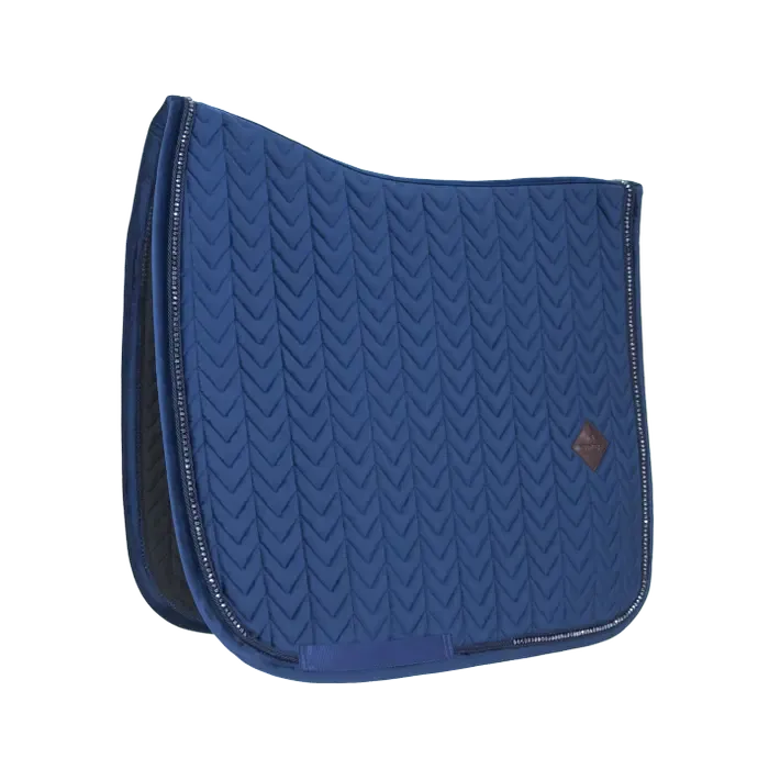 KENTUCKY HORSEWEAR - Saddle Pad Navy Velvet Pearls Dressage