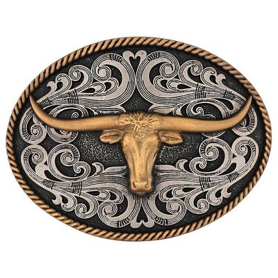 MONTANA SILVERSMITH&#39;S - Two-Tone Longhorn Attitude Buckle