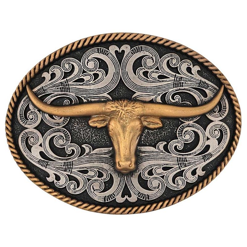 MONTANA SILVERSMITH&#39;S - Two-Tone Longhorn Attitude Buckle