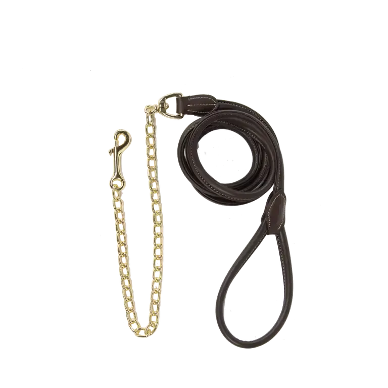 KENTUCKY HORSEWEAR - Brown Leather Chain Lead
