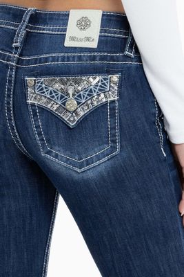 MISS ME - Mid-Rise Charlotte Dark Blue Bootcut Jeans