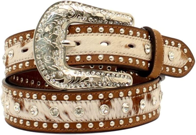 NOCONA - Calf Hair with Crystal Studs Western Belt