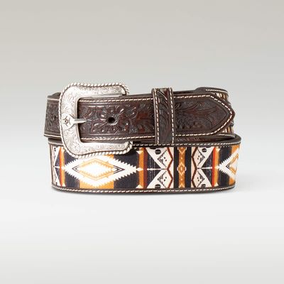 ARIAT - Floral Inlay Brown Western Belt