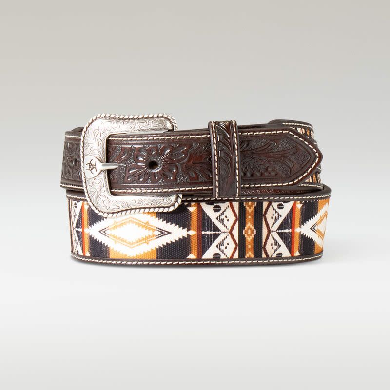ARIAT - Floral Inlay Brown Western Belt