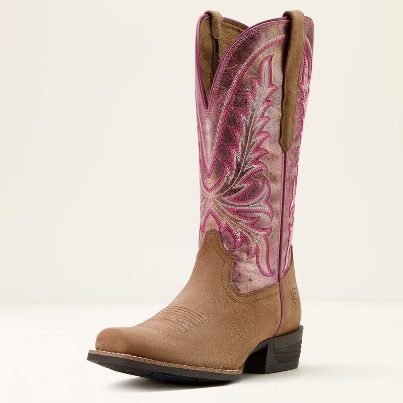 ARIAT - Rock Creek Tawny Roughout Pink Shine Western Boot