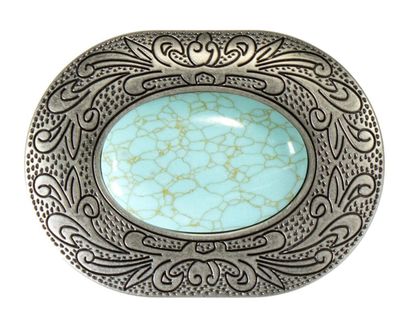 M&amp;F WESTERN - Oval Turquoise Stone Western Belt Buckle