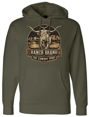 RANCH BRAND - Longhorn 2 Unisex Long Sleeves Army Hoodie