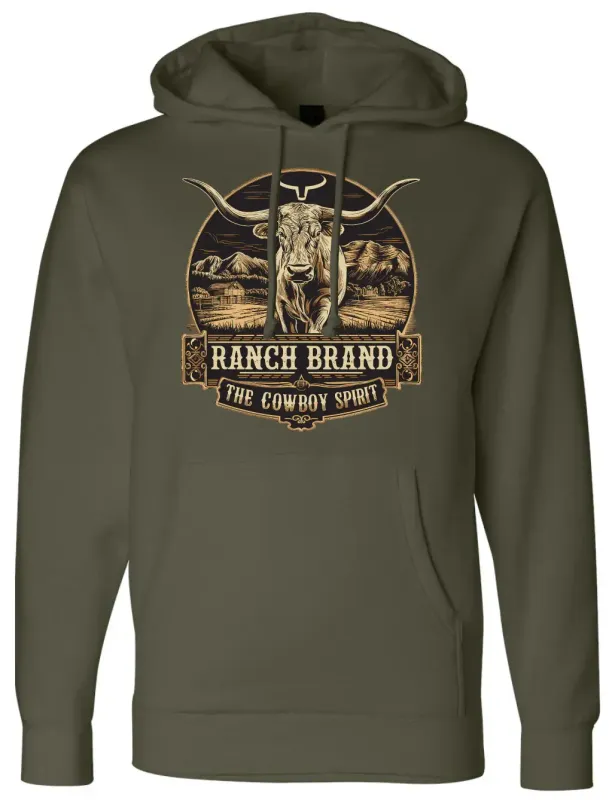RANCH BRAND - Longhorn 2 Unisex Long Sleeves Army Hoodie