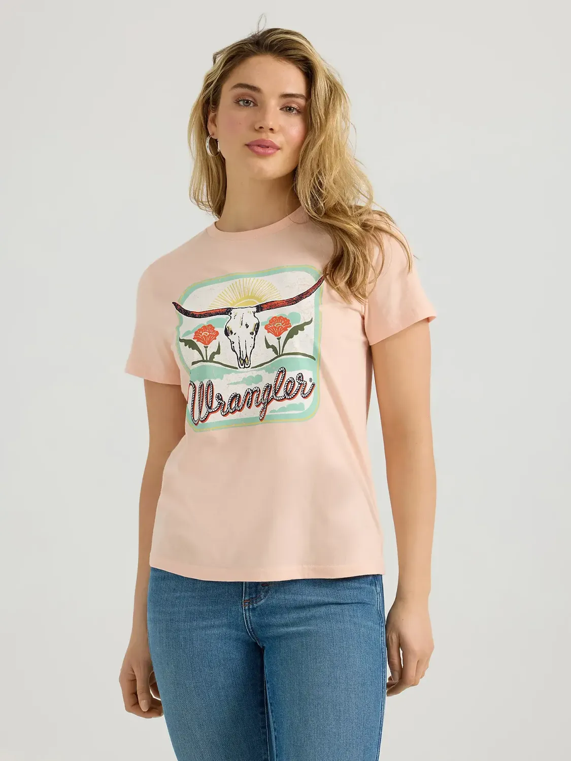 WRANGLER - Sunny Days Perfect Peach Southwestern T-Shirt