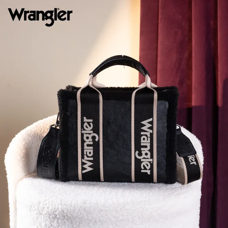 WRANGLER - Sherpa Trim Crossbody Black Purse