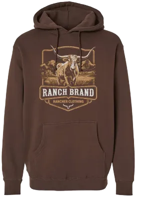 RANCH BRAND - Longhorn 3 Unisex Long Sleeves Brown Hoodie