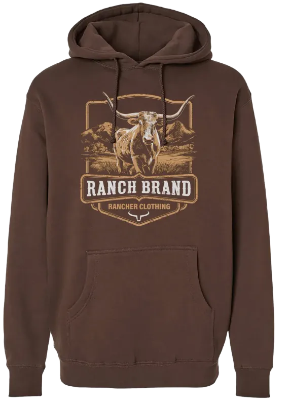 RANCH BRAND - Longhorn 3 Unisex Long Sleeves Brown Hoodie