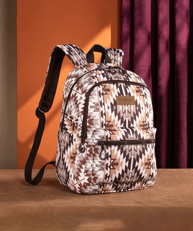 WRANGLER - Aztec Printed Diaper Bag Brown Backpack