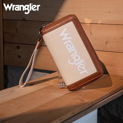 WRANGLER - Leather Trim Canvas Tan Wallet