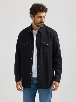 WRANGLER - Classic Black Denim Western Snap Shirt