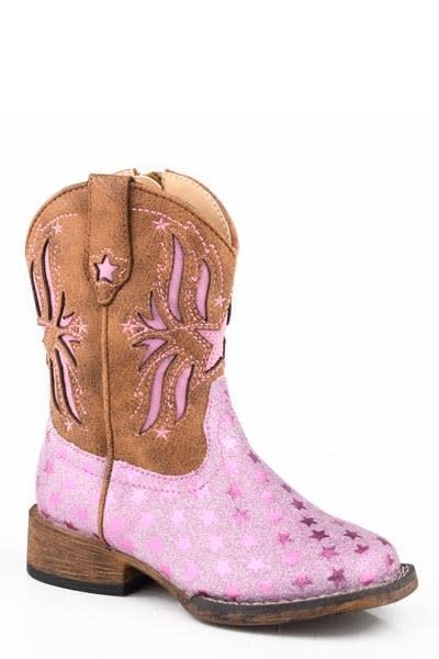 ROPER - Little Girls Pink Glitter Stars Cowboy Boot