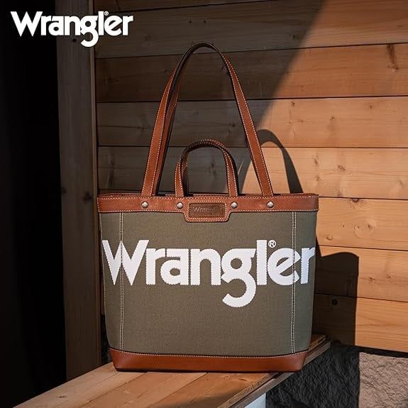 WRANGLER - Canvas Top Handle Tote / Shoulder Bag Army