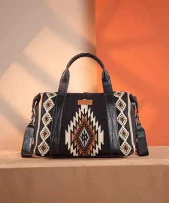 WRANGLER - Aztec Knitted Trolley Sleeve Black Duffle Bag