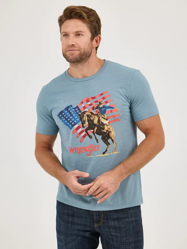 WRANGLER - Lead Blue Americana Flag Logo T-Shirt
