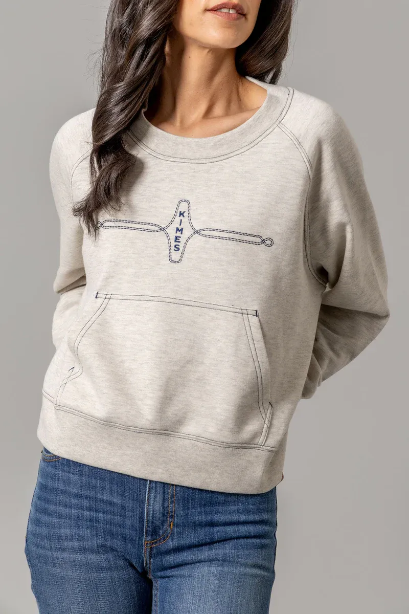 KIMES RANCH - Gracie Cropped Light Grey Crewneck
