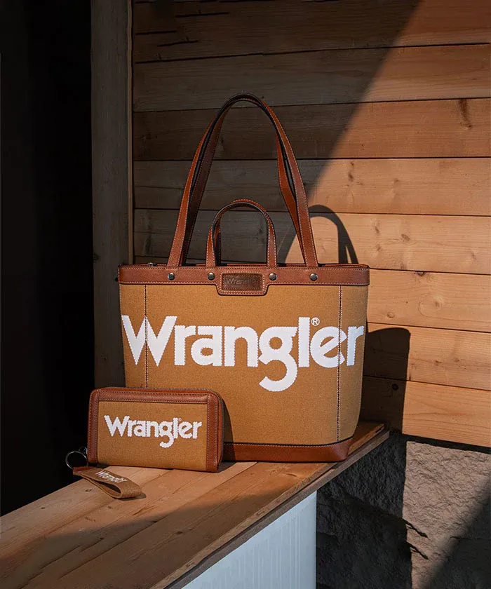 WRANGLER - Canvas Top Handle Brown Tote / Shoulder Bag