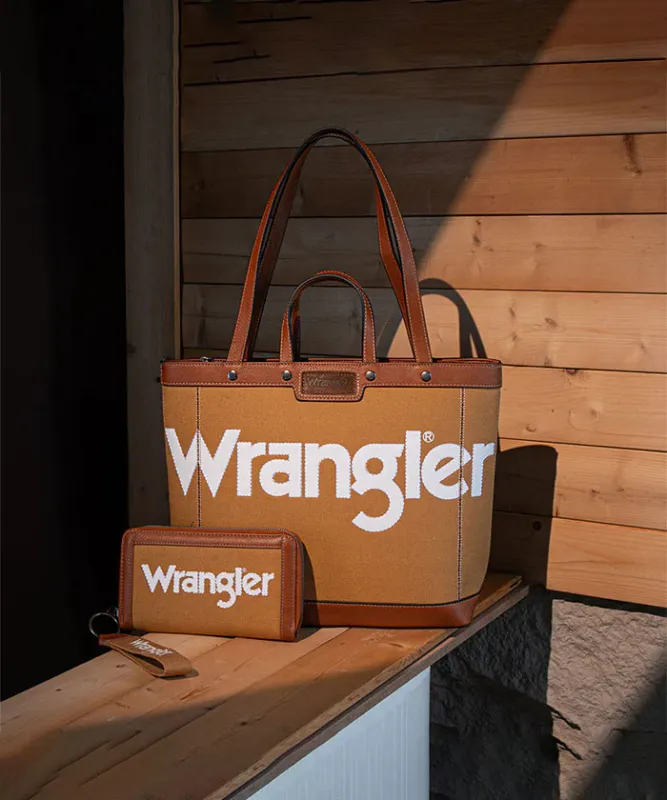 WRANGLER - Canvas Top Handle Brown Tote / Shoulder Bag